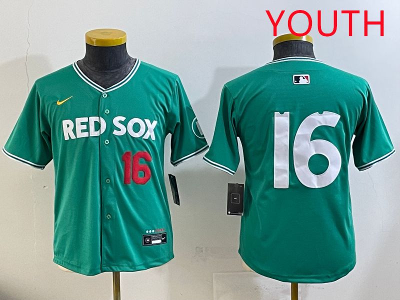 Youth Boston Red Sox #16 No Name Green Joint Name Nike 2025 MLB Jersey style 4->youth mlb jersey->Youth Jersey